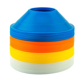 St med 24 mini trningskegler i 4 farver med velcrorem