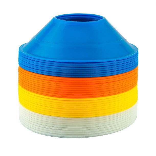 St med 24 mini trningskegler i 4 farver med velcrorem