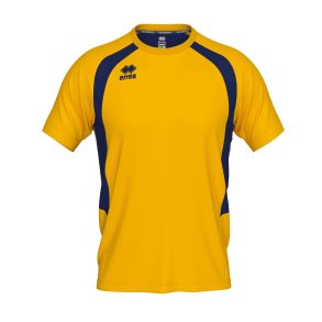Adrien spillertr�je i gul med m�rkebl� kontrast, raglan�rmer og Erre�-logo p� brystet.