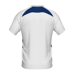 Unisex tr�nings-T-shirt i recycled polyester med m�rkebl� sideindsatser