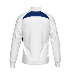 Unisex tr�ningstr�je med half-zip i hvid med m�rkebl� detalje.