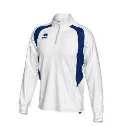 Unisex tr�ningstr�je med half-zip i hvid med m�rkebl� detalje.