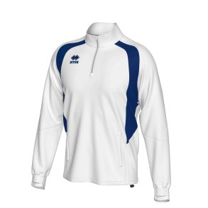 Unisex tr�ningstr�je med half-zip i hvid med m�rkebl� detalje.