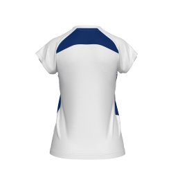 Anika dame spillertr�je i hvid med m�rkebl� detalje og slank pasform.