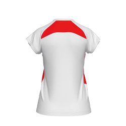 Anika dame spillertr�je i hvid med r�d detalje og slank pasform.
