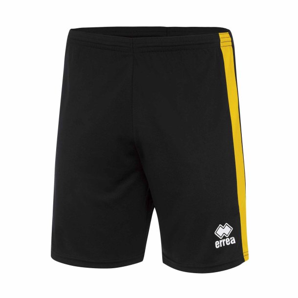 Fodboldshorts i 100% polyester – ndbare, hurtigtrrende og justerbare med snre. sort-gul