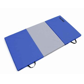 Bl� Urban Fitness foldbar gymnastikm�tte 185 x 95 x 5 cm med b�reh�ndtag til gymnastik, tumbling og hjemmetr�ning.