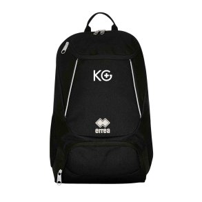 Sort Erre� Thor sportsrygs�k med hvid piping og Det Kristne Gymnasiums logo p� forsiden