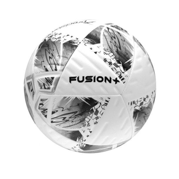 Precision Fusion+ tr�ningsfodbold i sort, hvid og s�lv med 12-panelkonstruktion og FIFA Basic-certificering