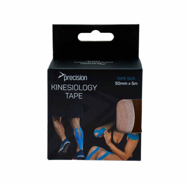Beige PFAS-fri Precision Kinesiology Tape i �ndbar bomuld med hypoallergen kl�ber til st�tte af muskler og led under sport og tr�ning.