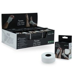 Precision Zinc Oxide Euro Tape 25 mm x 10 m, uelastisk sportstape til fingre, h�ndled og mindre led.