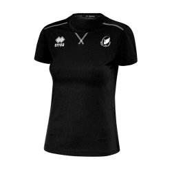 Sort Erre� Marion tr�nings-T-shirt til damer med Rugby Club Odense klublogo p� venstre bryst, rund hals og taljeret pasform