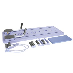 Urban Fitness multifunktionelt Pilates Reformer Board til reformer-inspireret hjemmetr�ning med resistance bands, ab roller, push-up h�ndtag og LED-timer.