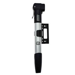 Six Peaks Mini Cykelpumpe med beslag, kompatibel med Presta- og Schrader-ventiler og maksimal kapacitet p� 75 PSI.