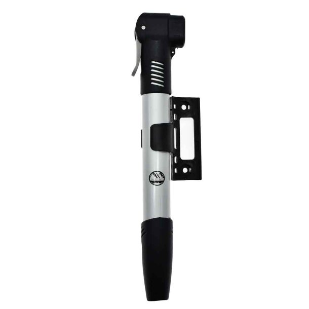 Six Peaks Mini Cykelpumpe med beslag, kompatibel med Presta- og Schrader-ventiler og maksimal kapacitet p� 75 PSI.