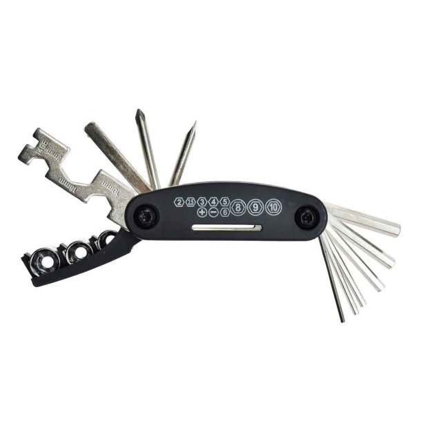 Six Peaks Cycling Multi Repair Tool med fastn�gler, unbrakon�gler, skruetr�kkere og topn�gles�t til cykelvedligeholdelse og reparation.