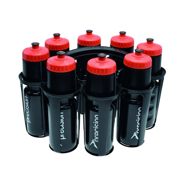 Precision drikkedunk s�t med 8 x 750 ml flasker og oval holder til sportshold og tr�ning