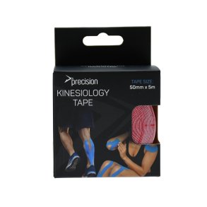 R�d PFAS-fri Precision Kinesiology Tape 5 cm x 5 m i �ndbar bomuld med hypoallergen kl�ber til sport og tr�ning.