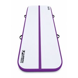 Urban Fitness oppustelig AirTrack 300 x 100 x 10 cm i lilla og gr� med elektrisk pumpe til gymnastik, spring og tr�ning.