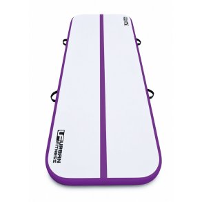 Urban Fitness oppustelig AirTrack 300 x 100 x 10 cm i lilla og gr� med elektrisk pumpe til gymnastik, spring og tr�ning.