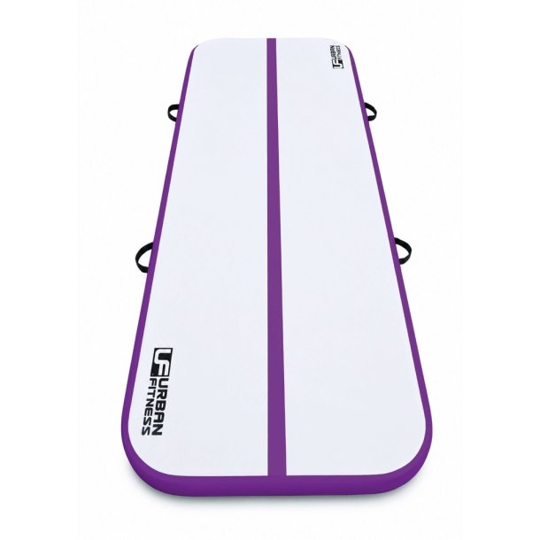 Urban Fitness oppustelig AirTrack 300 x 100 x 10 cm i lilla og gr� med elektrisk pumpe til gymnastik, spring og tr�ning.