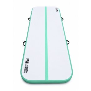 Urban Fitness oppustelig AirTrack 300 x 100 x 10 cm i mintgr�n og gr� med elektrisk pumpe til gymnastik, spring og tr�ning.