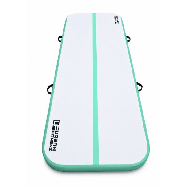 Urban Fitness oppustelig AirTrack 300 x 100 x 10 cm i mintgr�n og gr� med elektrisk pumpe til gymnastik, spring og tr�ning.