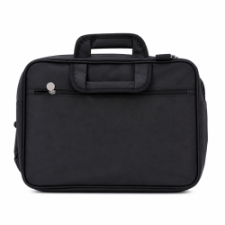 Sort laptop taske med broderet logo og udvendige lommer foran