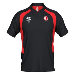 Black and red Olympiakos Erre� Arco polo shirt with small Olympiakos club logo on the front