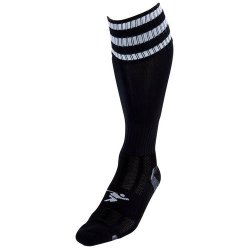 Fodboldstrmpe med striber - sort-hvid