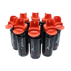 Precision drikkedunk s�t med 8 hygiejniske 1L flasker og oval holder til sportshold og tr�ning