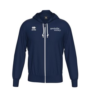 M�rkebl� Gentofte Volley Erre� Jacob h�ttetr�je med lille Gentofte Volley logo p� venstre bryst og gennemg�ende lynl�s