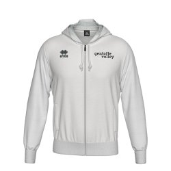 Hvid Gentofte Volley Erre� Jacob h�ttetr�je med lille Gentofte Volley logo p� venstre bryst og gennemg�ende lynl�s