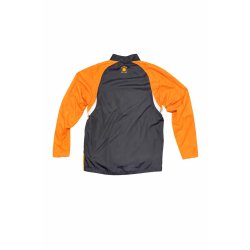 Tr�nings- og l�bejakke i orange og sort med reflekser foran.