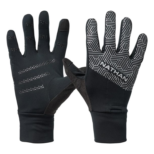 Sorte Nathan HyperNight Gloves 2 l�behandsker med reflekterende hexagon-print