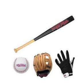 MidWest baseballs�t til b�rn med 60 cm tr�bat, junior baseballhandske og vinyl-baseball