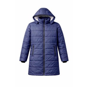 M�rkebl� coachjakke i ribstopnylon med h�tte og h�j krave, set forfra