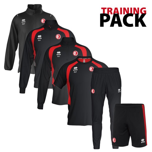 Olympiakos Training Package with six Erre� products including training jackets, T-shirt, shorts, Myron training pants and windbreaker