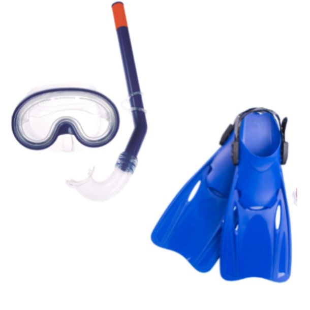 Komplet snorkels�t til b�rn med komfortabel maske, snorkel og lette sv�mmef�dder.