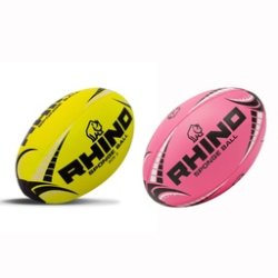 Rhino Sponge rugbybold str. 3 i fluorescerende pink og gul