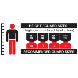 Flex benskinner – lette, fleksible og ndbare fodboldbenskinner med sleeves strrelsesskema