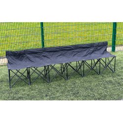 Precision 6 Seater Quick Bench sammenklappelig udskiftningsb�nk med 6 s�der, kraftigt stel og transporttaske til fodbold og sport.