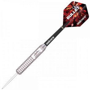 Unicorn Gary Anderson Bullet dartpile i rustfrit stl, fs i 21–26g, med slank profil og unikt greb.
