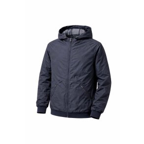 Vindjakke i sort med ribkant ved �rmer og nederkant.